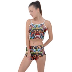 Wood Sculpture Bali Logo Summer Cropped Co-ord Set by Ket1n9