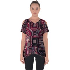 Chip Retro Technology Cut Out Side Drop T-shirt by Cendanart