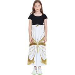 Simulated Gold Leaf Gilded Butterfly Kids  Flared Maxi Skirt by essentialimage