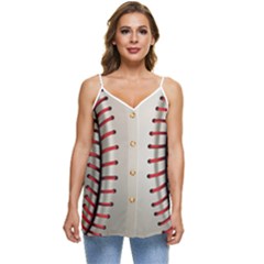 Baseball Casual Spaghetti Strap Chiffon Top by Ket1n9