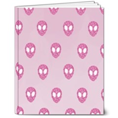 Alien Pattern Pink 8  X 10  Hardcover Notebook by Ket1n9