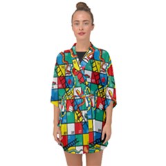 Snakes And Ladders Half Sleeve Chiffon Kimono by Ket1n9