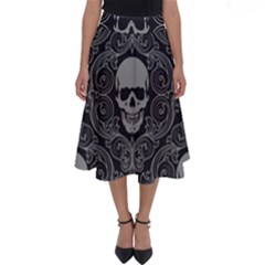 Dark Horror Skulls Pattern Perfect Length Midi Skirt by Ket1n9