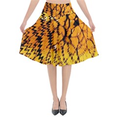 Black And White Chevron Flared Midi Skirt by Ket1n9