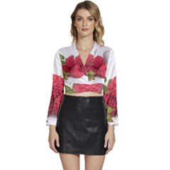 Fruit Healthy Vitamin Vegan Long Sleeve Tie Back Satin Wrap Top by Ket1n9