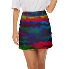 Watercolour Color Background Mini Front Wrap Skirt by Ket1n9