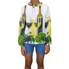 White Wine Red Wine The Bottle Kids  Long Sleeve Swimwear by Ket1n9