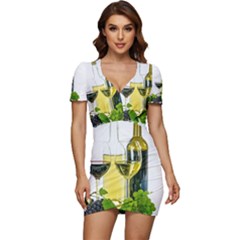 White Wine Red Wine The Bottle Low Cut Cap Sleeve Mini Dress by Ket1n9