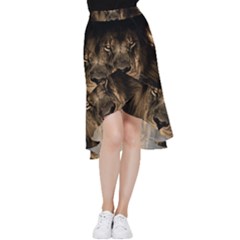 African Lion Mane Close Eyes Frill Hi Low Chiffon Skirt by Ket1n9