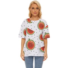 Seamless Background Pattern-with-watermelon Slices Oversized Basic T-shirt by Ket1n9