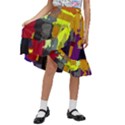 Abstract Vibrant Colour Kids  Ruffle Flared Wrap Midi Skirt View1