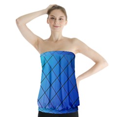 Blue Pattern Plain Cartoon Strapless Top by Ket1n9