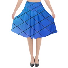 Blue Pattern Plain Cartoon Flared Midi Skirt by Ket1n9