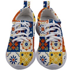 Mexican Talavera Pattern Ceramic Tiles With Flower Leaves Bird Ornaments Traditional Majolica Style Kids Athletic Shoes by Ket1n9