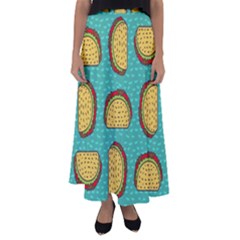 Taco Drawing Background Mexican Fast Food Pattern Flared Maxi Skirt by Ket1n9