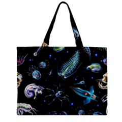 Colorful Abstract Pattern Consisting Glowing Lights Luminescent Images Marine Plankton Dark Backgrou Zipper Mini Tote Bag by Ket1n9