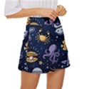 Marine Seamless Pattern Thin Line Memphis Style Mini Front Wrap Skirt View3