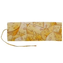 Cheese Slices Seamless Pattern Cartoon Style Roll Up Canvas Pencil Holder (m) by Ket1n9
