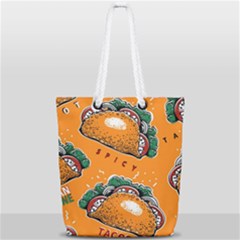 Seamless Pattern With Taco Full Print Rope Handle Tote (small) by Ket1n9