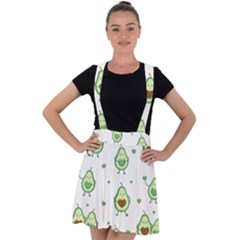 Cute Seamless Pattern With Avocado Lovers Velvet Suspender Skater Skirt by Ket1n9
