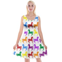 Colorful Horse Background Wallpaper Reversible Velvet Sleeveless Dress by Hannah976