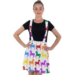 Colorful Horse Background Wallpaper Velvet Suspender Skater Skirt by Hannah976
