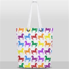 Colorful Horse Background Wallpaper Full Print Rope Handle Tote (small) by Hannah976