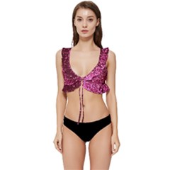 Pink Glitter Low Cut Ruffle Edge Bikini Top by Hannah976