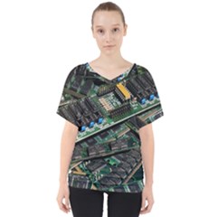 Computer Ram Tech - V-neck Dolman Drape Top by Hannah976