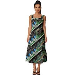 Computer Ram Tech - Square Neckline Tiered Midi Dress by Hannah976
