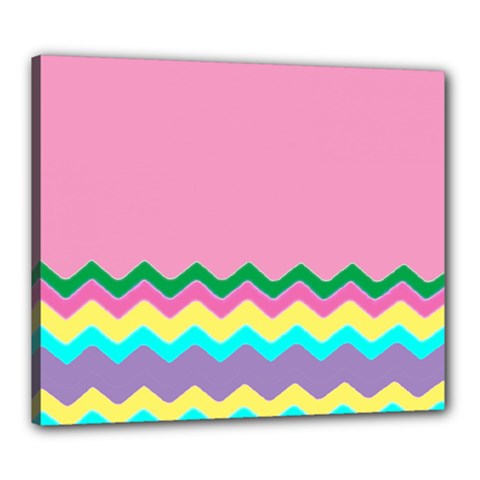 Easter Chevron Pattern Stripes Canvas 24  X 20  (stretched) by Hannah976