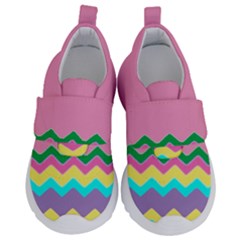 Easter Chevron Pattern Stripes Kids  Velcro No Lace Shoes by Hannah976