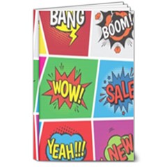 Pop Art Comic Vector Speech Cartoon Bubbles Popart Style With Humor Text Boom Bang Bubbling Expressi 8  X 10  Hardcover Notebook by Hannah976