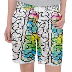 Brain Mind Psychology Idea Drawing Women s Pocket Shorts by Ndabl3x