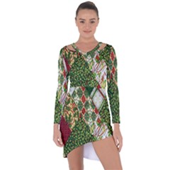 Christmas Quilt Background Asymmetric Cut-out Shift Dress by Ndabl3x