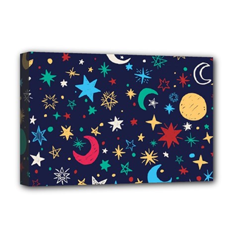 Colorful Background Moons Stars Deluxe Canvas 18  X 12  (stretched) by Ndabl3x