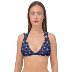 Colorful Background Moons Stars Double Strap Halter Bikini Top by Ndabl3x