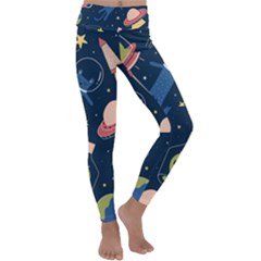 Seamless Pattern With Funny Alien Cat Galaxy Kids  Lightweight Velour Classic Yoga Leggings by Ndabl3x