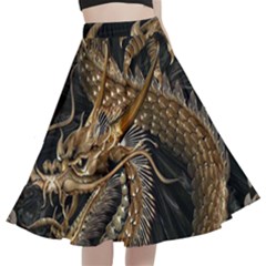 Fantasy Dragon Pentagram A-line Full Circle Midi Skirt With Pocket by Maspions