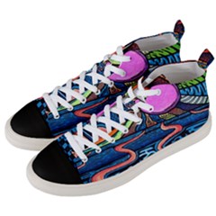 Grateful Dead Wallpaper Men s Mid-top Canvas Sneakers by Cendanart