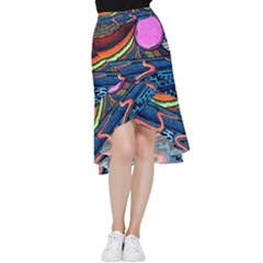Grateful Dead Wallpaper Frill Hi Low Chiffon Skirt by Cendanart