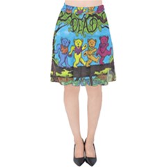 Dancing Bears Grateful Dead Velvet High Waist Skirt by Cendanart