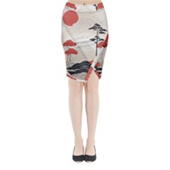 Japanese Nature Spring Garden Midi Wrap Pencil Skirt by Ndabl3x