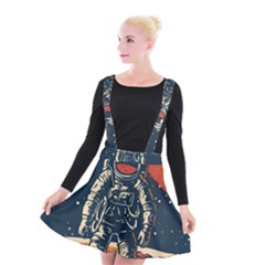 Vintage Retro Space Posters Astronaut Suspender Skater Skirt by Sarkoni
