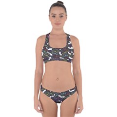 Love Hearts Valentine Red Symbol Cross Back Hipster Bikini Set by Paksenen