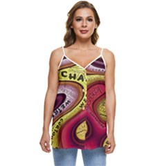 Chaos Unknown Unfamiliar Strange Casual Spaghetti Strap Chiffon Top by Paksenen