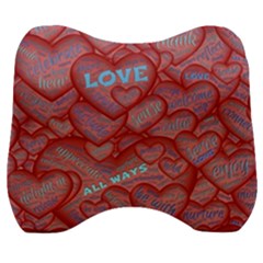 Love Hearts Valentine Red Symbol Velour Head Support Cushion by Paksenen