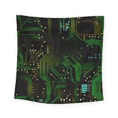 Circuits Circuit Board Green Technology Square Tapestry (small) by Ndabl3x