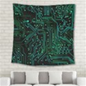 Circuits Circuit Board Green Square Tapestry (Large) View2
