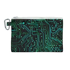 Circuits Circuit Board Green Canvas Cosmetic Bag (large) by Ndabl3x